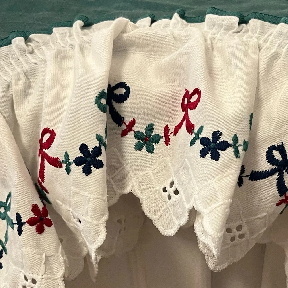 Vintage Embroidered Ruffled Valances